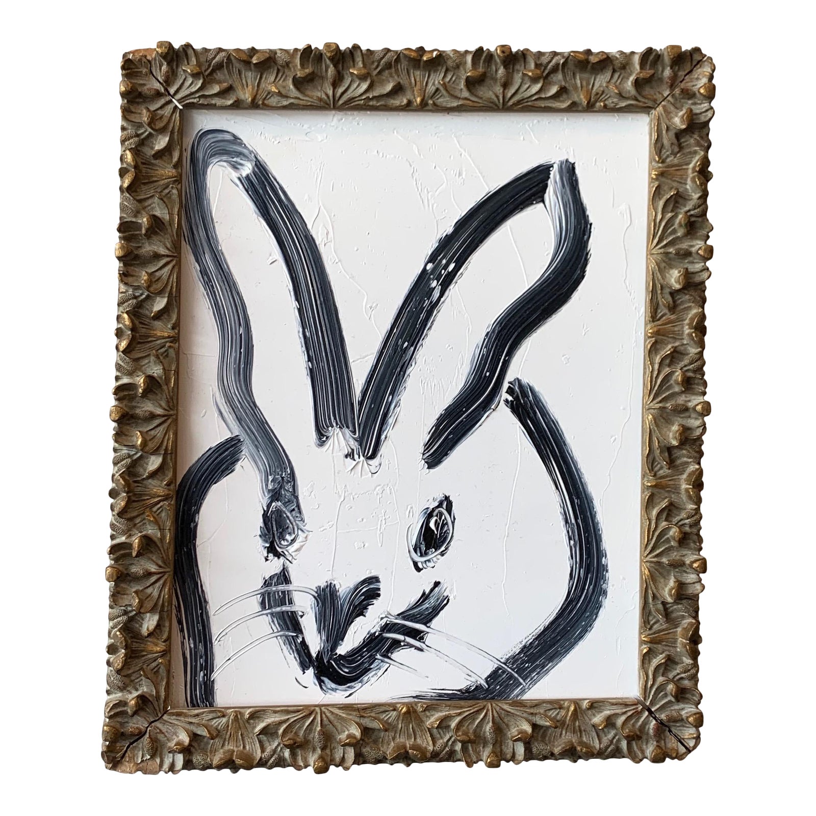 White And Black Bunny In Gold Frame By Hunt Slonem Chairish