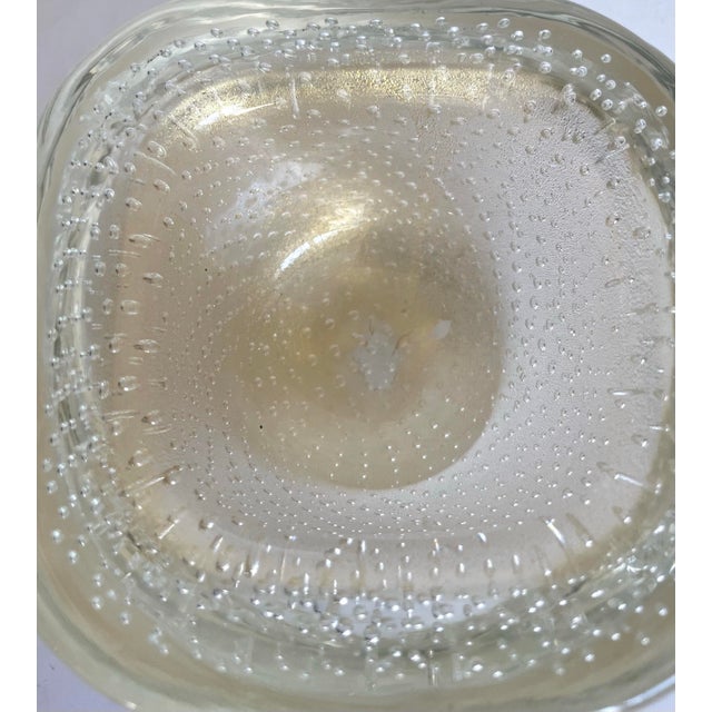 Murano Mid-Century Murano Bullicante Gold Aventurine Art Glass Finger Bowl For Sale - Image 4 of 10
