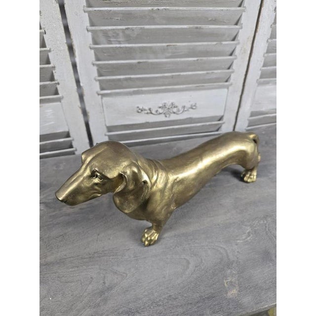 Bronze Dachshund Dog Sculpture with Polished Gold Finish For Sale - Image 3 of 14