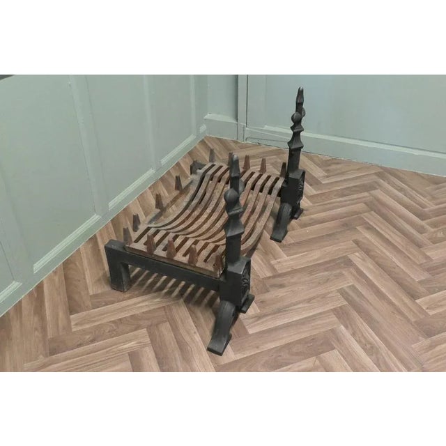 Large Hand-Forged Iron Andirons, 19th Century For Sale - Image 4 of 7