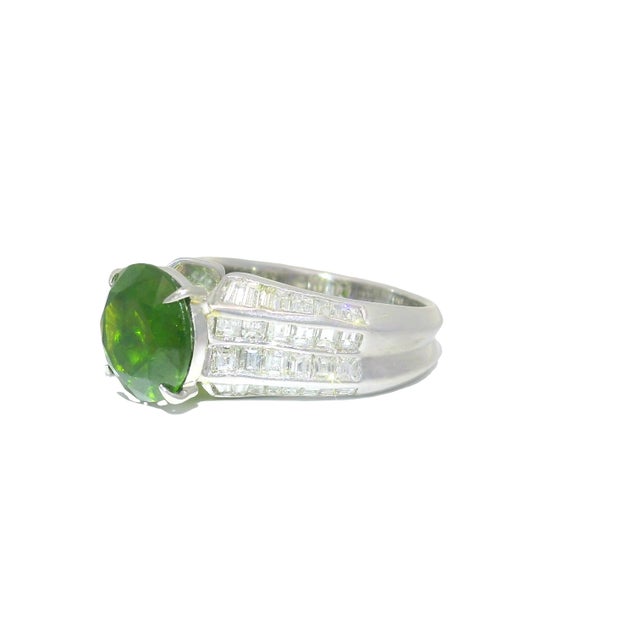 3.73 Carat Demantoid Garnet Diamond Platinum Ring, GRS Certified, Size 6 For Sale In Los Angeles - Image 6 of 7
