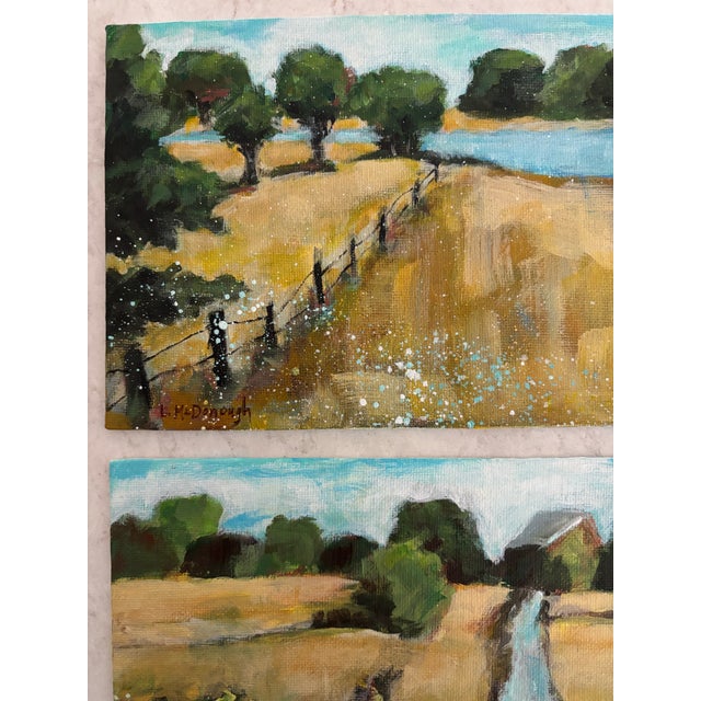 “Golden Pathways” Original, Acrylic, Modern Impressionist Landscape Diptych by Linda McDonough For Sale In Naples, FL - Image 6 of 10