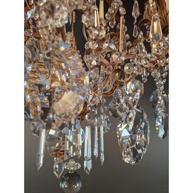 Oval Italian Baroque Revival Crystal Chandelier Rococo Style Dining Room Ceiling For Sale - Image 6 of 17
