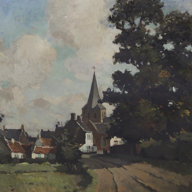 Herman Verbaere, Flemish Landscape / Village Scene, Oil on Canvas, 1950s For Sale - Image 6 of 10