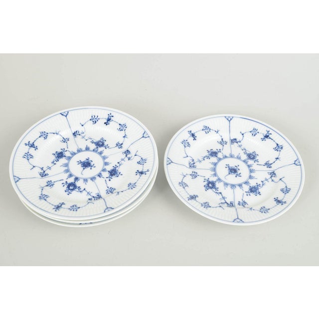 Blue Fluted Plain Salad Plates in Porcelain by Royal Copenhagen, 1960s, Set of 4 For Sale - Image 3 of 5
