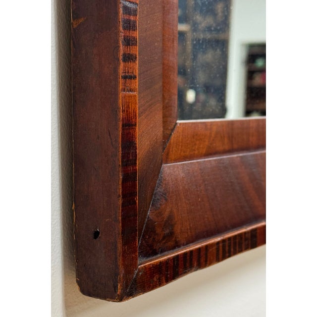 Wood Vintage Rectangular Dark Tiger Wood Wall Mirror For Sale - Image 7 of 7