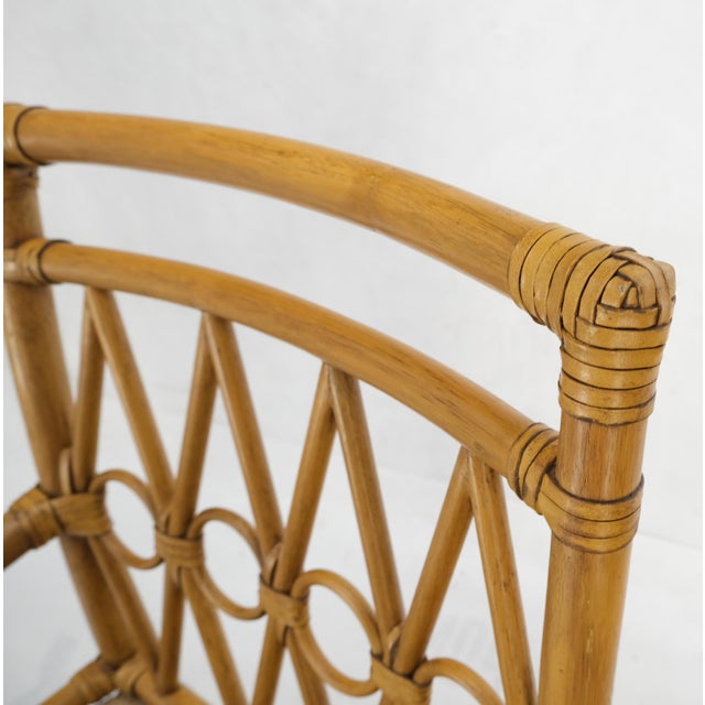 Pair Ficks Reed Blonde Rattan Leather Straps Design Armchairs Side