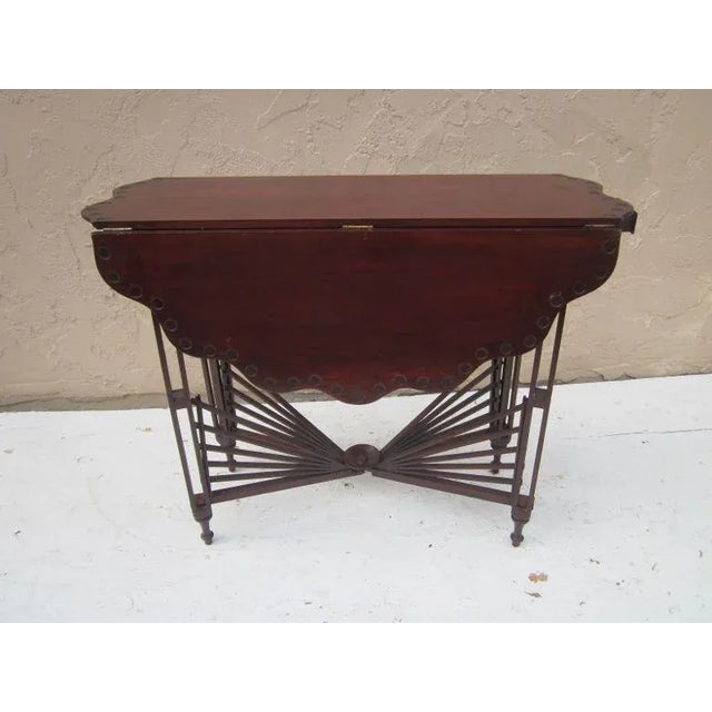 Antique 1800s Poker Game Wood Table Drop Down Leaf Foldable One Drawer For Sale - Image 4 of 13