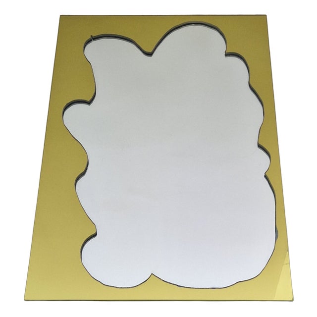 Mirror with Shaped Yellow Decoration, 1990s For Sale