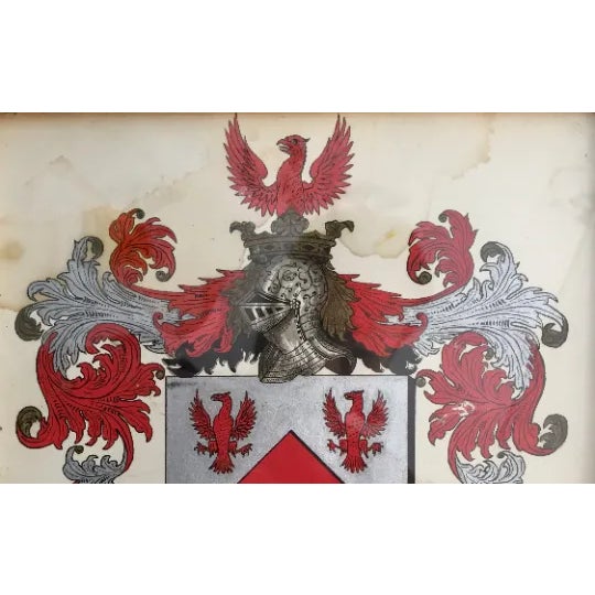 Antique Crest Painting, Coat of Arms Francis, Hand Painted Family Crest For Sale - Image 4 of 13