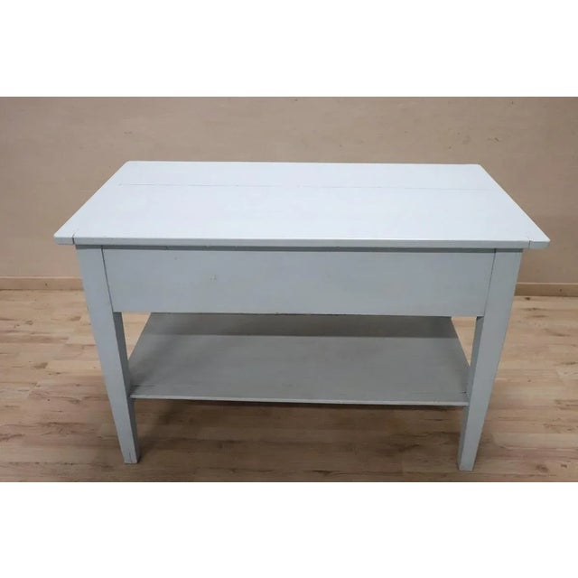 Worktable in Blue Lacquered Fir For Sale - Image 5 of 11