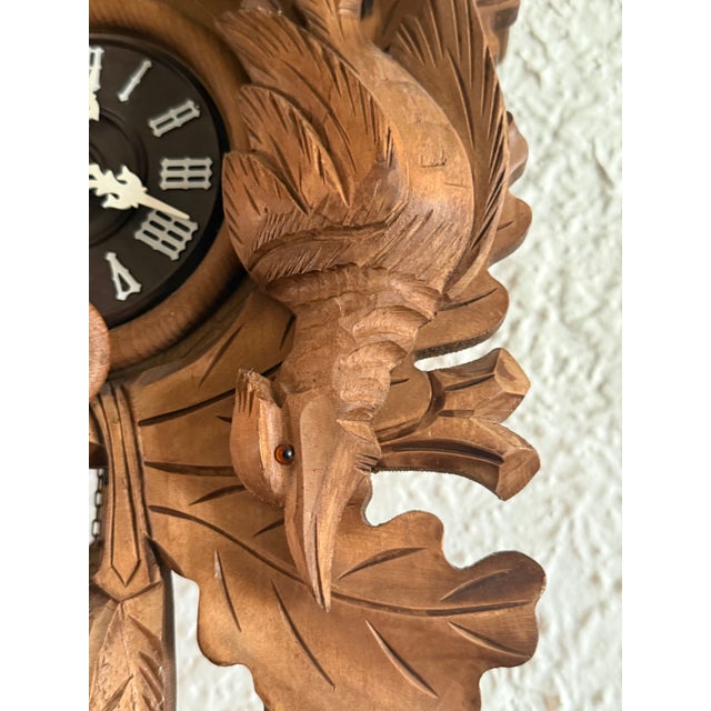 1980s German Hand Carved Hunter's Trophy Cuckoo Clock in the Black Forest Style For Sale - Image 4 of 9