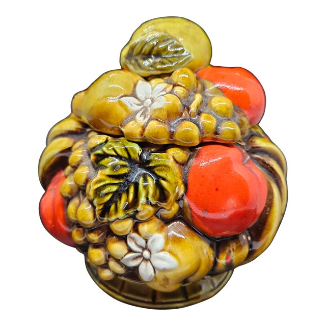 Vintage Ardco Fine Quality Dallas Harvest Fruit Canister Cookie Biscuit Jar For Sale