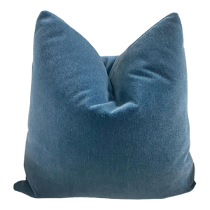 Plush Pacific Blue Down Filled Mohair Pillow