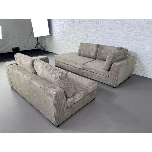 Gray Vintage Corduroy Corner Sofa For Sale - Image 8 of 18