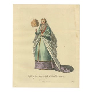 European School, Italian Noble Lady Costume Print, Vicenza Fashion, 1749, Paper For Sale