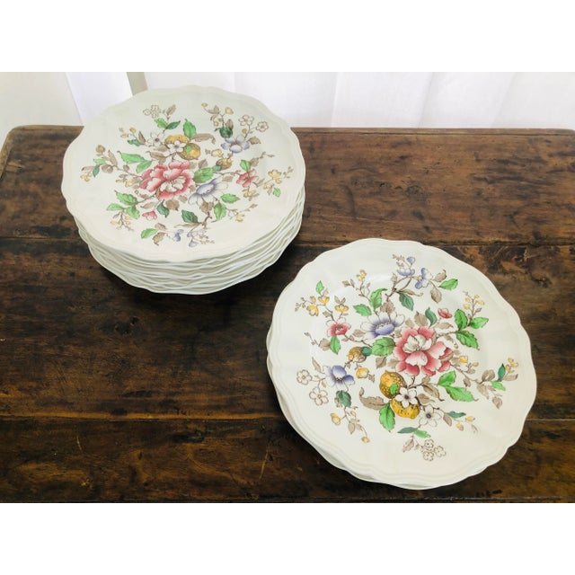 Early 20th Century C. 1930s Antique Royal Doulton-England Botanical Design Dinner Plates- Set of 10 For Sale - Image 5 of 13