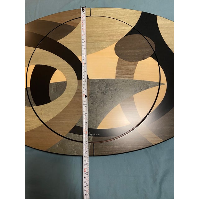 Wood Late 20th Century Signed Luigi Leone for Gargiulo & Jannuzzi Mechanical Expanding Inlaid Wood Table Top With Lazy Susan For Sale - Image 7 of 12