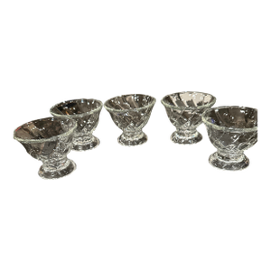 Mid 20th Century Traditional Libby Optic Swirl Clear Glass Pedestal Bowls - Set of 5
