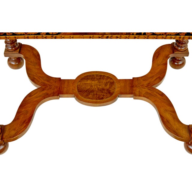 Wood Antique Hand Carved Walnut Marquetry Table, 1865 For Sale - Image 7 of 11