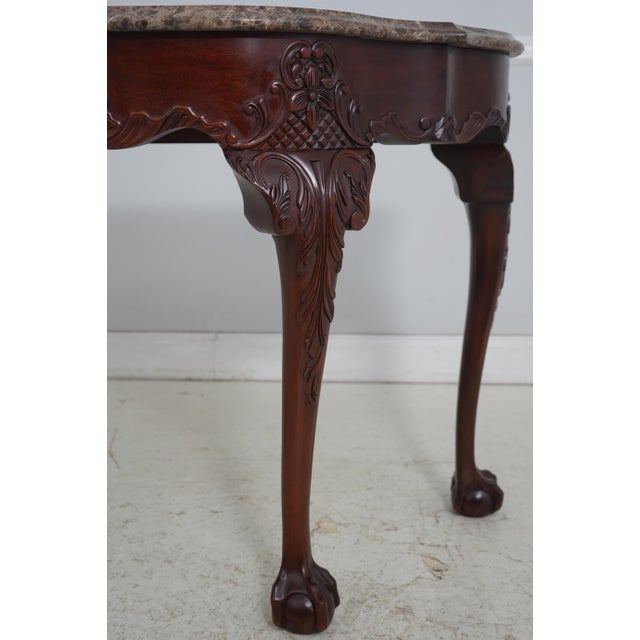 Henkel Harris Henkel Harris Claw Foot Mahogany Marble Top Console Table For Sale - Image 4 of 15