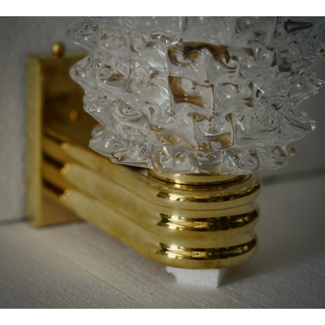 Round Murano Glass and Brass Light Pink Wall Sconce, 2000 For Sale - Image 10 of 11