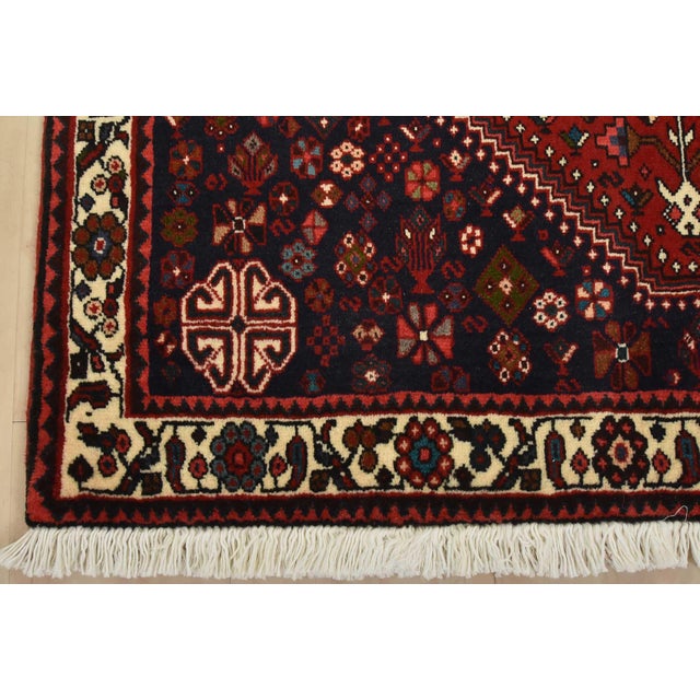 Abadeh Rug 3’7” X 5’3” Red Wool Vintage Tribal Hand-Knotted Oriental Carpet For Sale - Image 9 of 12