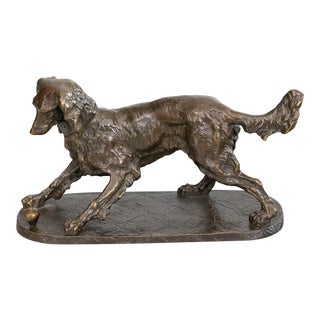 Antique French Bronze Dog Sculpture For Sale
