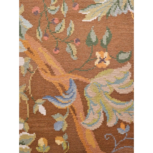Vintage French Needlepoint Runner, Handwoven Wool, Tree of Life Pattern, Brown & Blue, 4’ X 15’ For Sale - Image 17 of 17