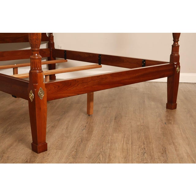 Wood Stickley Queen Size Cherry Rice Carved Poster Bed For Sale - Image 7 of 18