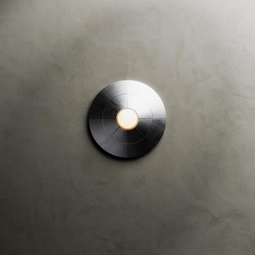 Large Navazi Circular Wall Lamp in Scorched Coal Ceramic and Glass by Svitanok For Sale - Image 4 of 8