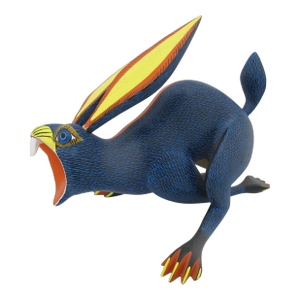 Alebrije Carved Wood Running Rabbit Oaxaca Mexico Folk Art Figurine Sculpture