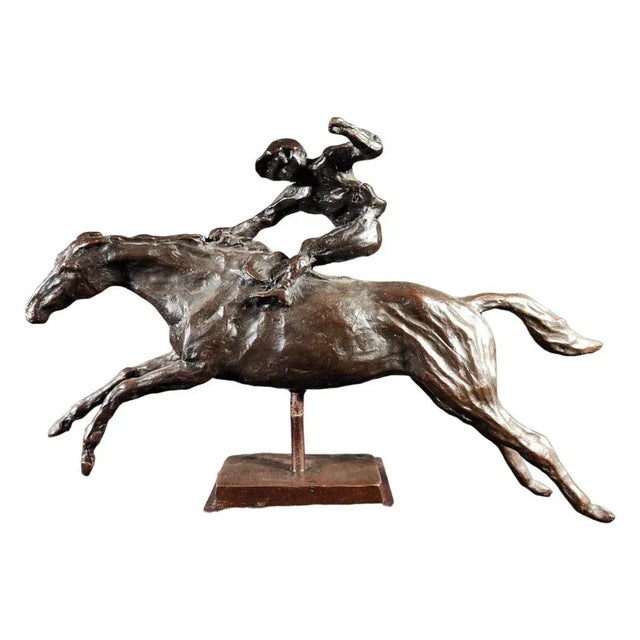 Brown Bronze Polo Figurine, 1950s For Sale - Image 8 of 9