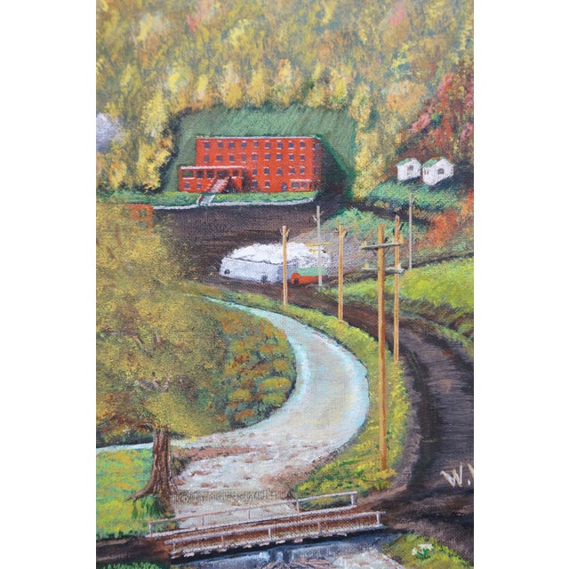 Green Rev. Wallace York Glen Rogers West Virginia Mining Town Acrylic Oil Painting For Sale - Image 8 of 13