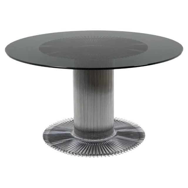 Chromed Metal and Smoked Glass Table, 1970s For Sale