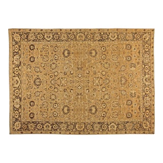 Authetic Indian Amritsar Tan, Brown Hand-knotted Wool Rug For Sale