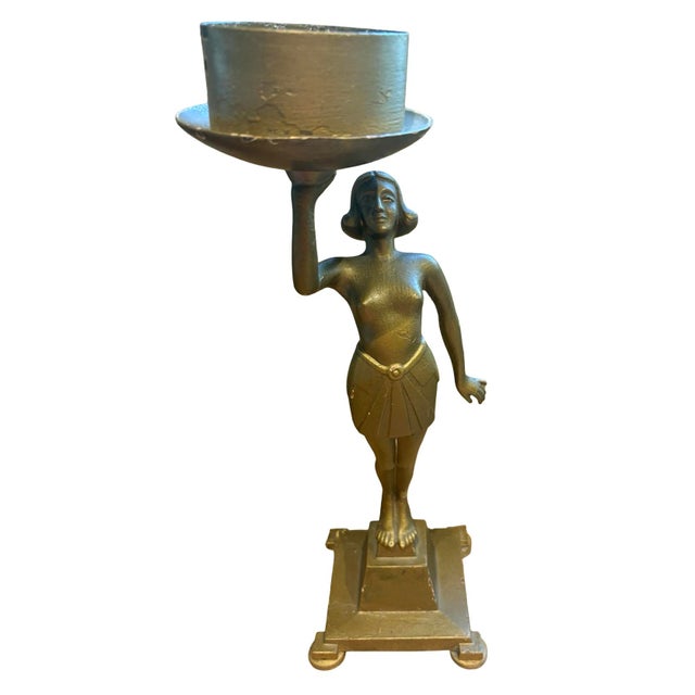 Gold Art Deco Figural Banksway Lamp, 1930s For Sale - Image 8 of 13