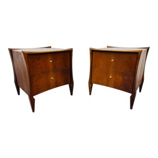 Mid-Century Modern Sculptural Walnut Nightstands - Set of 2 For Sale