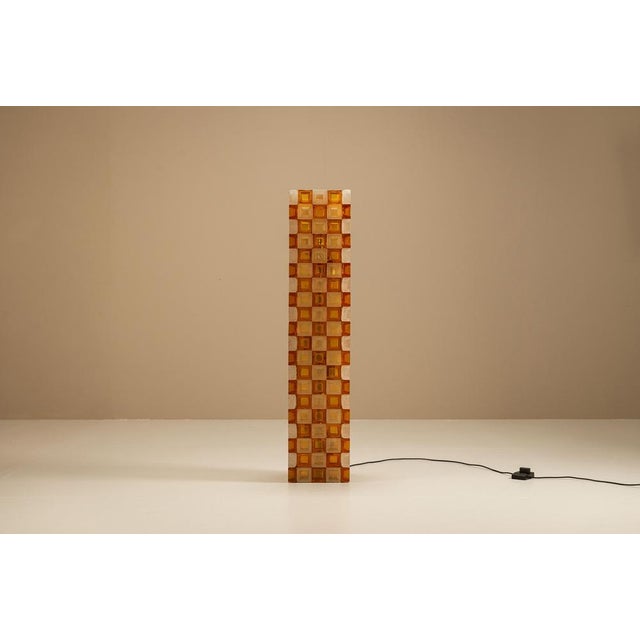 Mid-Century Modern Floor Lamp in Amber and Crystal Pulegoso Glass from Poliarte, Italy, 1970s For Sale - Image 3 of 17