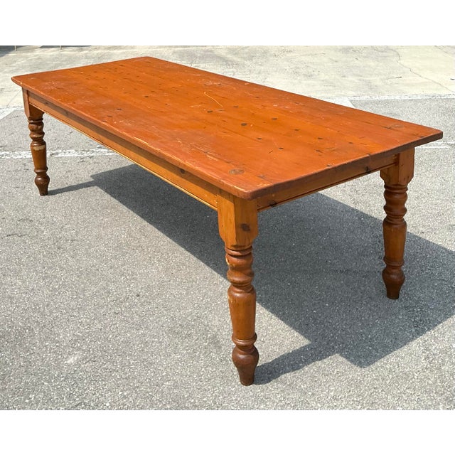Late 20th Century Vintage Plank Farm Table With Custom Stainless Steel Top For Sale - Image 5 of 12