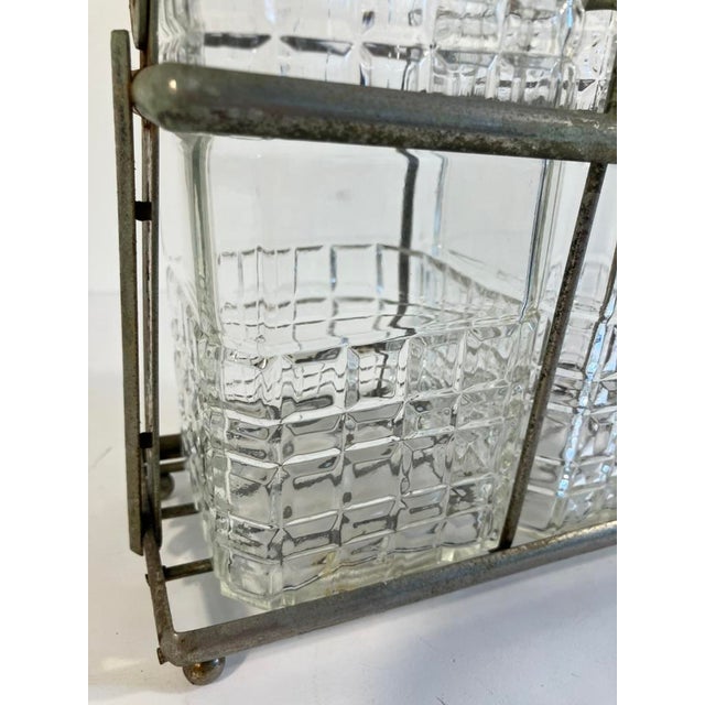 Early 20th Century Early 20th Century Antique Tantalus Decanter Set With Locking Mechanism – Cut Glass & Metal Frame- 3 Pieces For Sale - Image 5 of 8