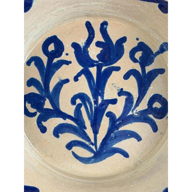 Blue and White Glazed Fajalauza Bowls with Traditional Flowers, Set of 2 For Sale - Image 5 of 9