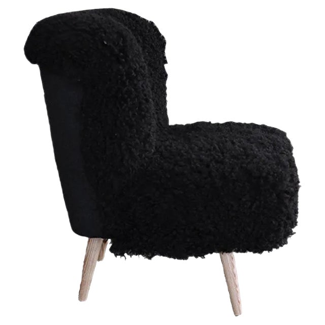 Mid-Century Sheepskin Cocktail Chair, 1960s For Sale