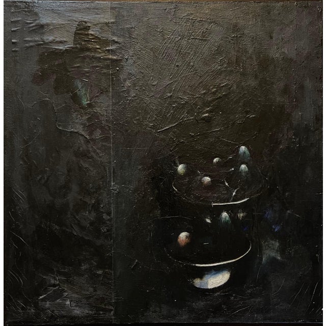 1980s Kevin Larmon, Minimalist Black Oil Painting, Collage, Mixed Media on Canvas Kevin Larmon, 1985-1986 For Sale - Image 5 of 12