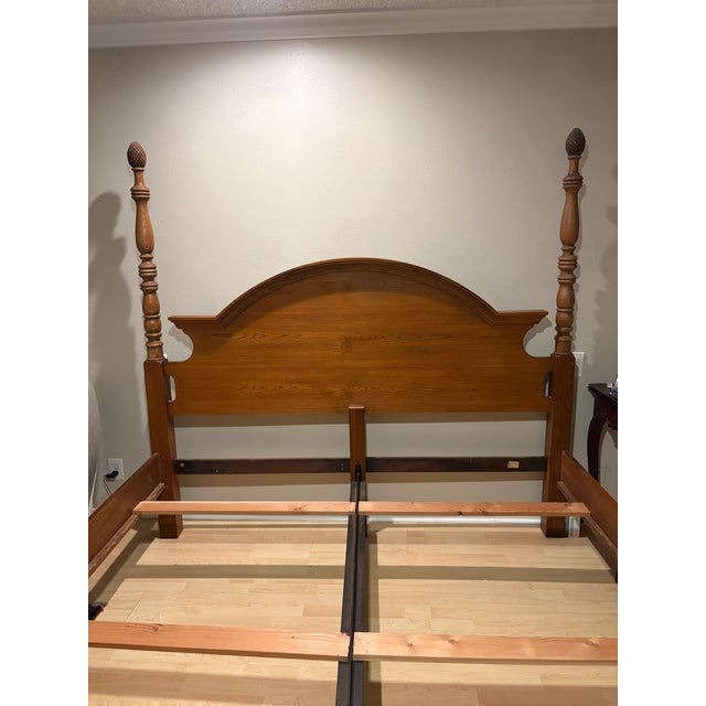 Brown Vintage Thomasville American Oak King Size Bed For Sale - Image 8 of 9