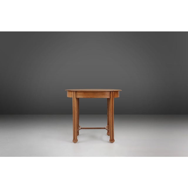 Wood Art Deco French Oval Side Table in Oak, 1930s For Sale - Image 7 of 12