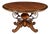 Italian Round Walnut Dining Table With Iron Scroll Pedestal Base For Sale
