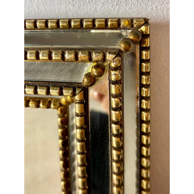 Brass and Beveled Glass Wall Mirror, Mid-20th Century For Sale - Image 14 of 14
