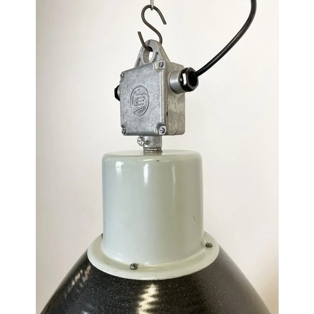 Metal Large Industrial Enamel Factory Pendant Lamp from Elektrosvit, 1960s For Sale - Image 7 of 15