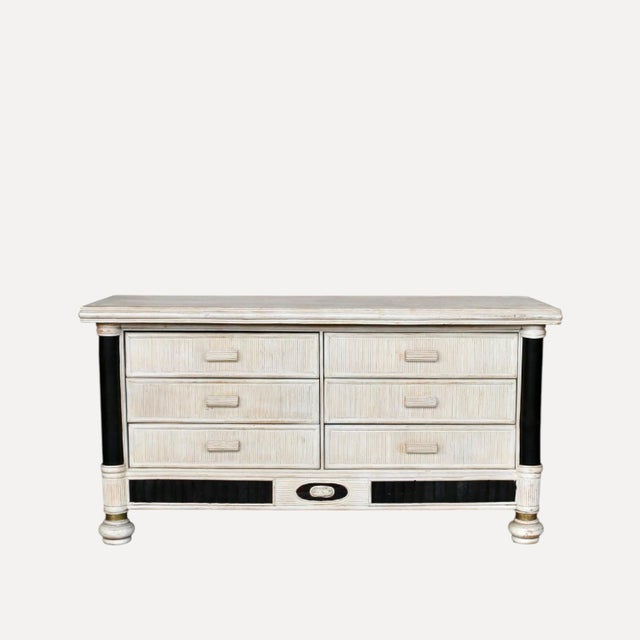 Six-Drawer Chest of Drawers in Off-White Lacquered Rattan, France, 1980s For Sale - Image 10 of 10